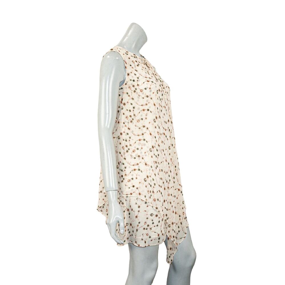 Derek Lam 10 Crosby Women's 100% Silk layer dress lace Beige floral lace up neck - Picture 5 of 9